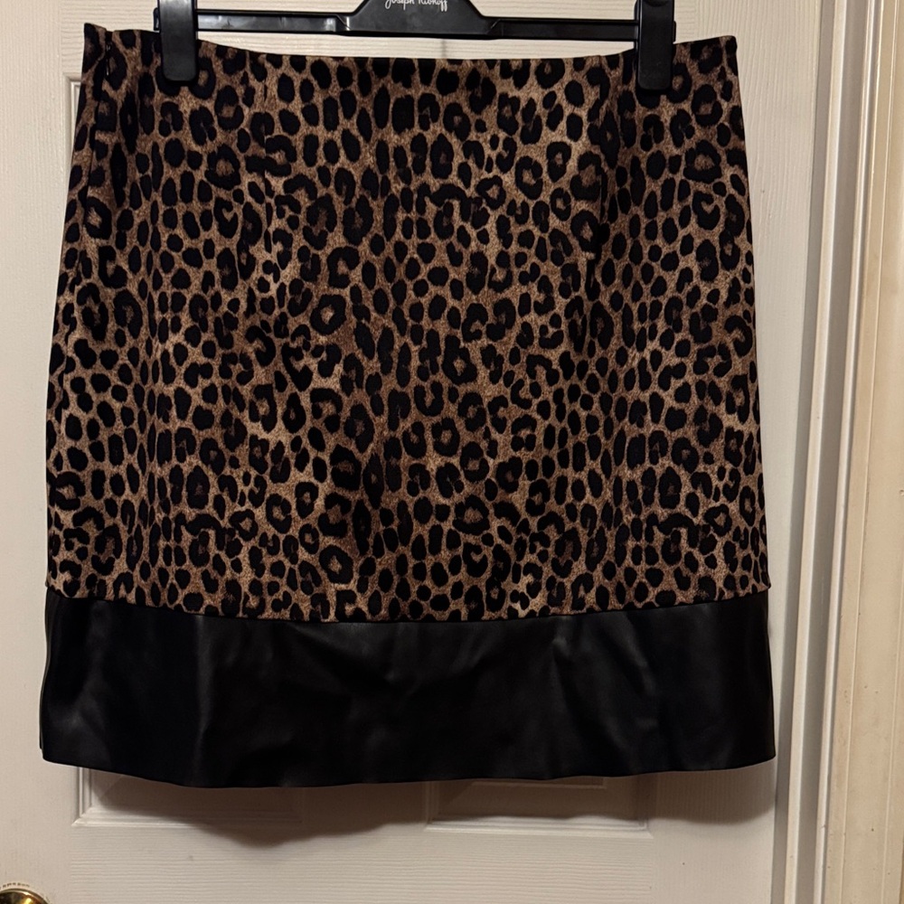 Michael Kors Animal Print Mini Skirt with Black Accent